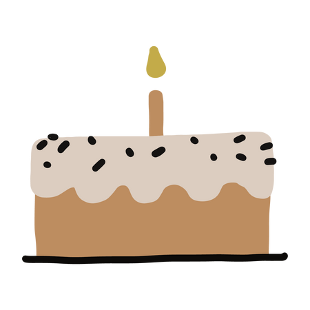 Drawing of a cake with a candle in the center