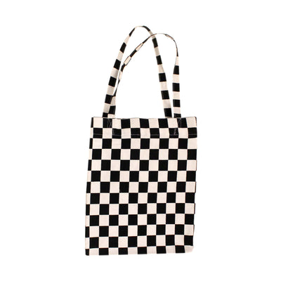 Checkered Tote/Handbag with Pouch - Brown - My Unique Boutique