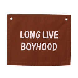 Long Live Boyhood Canvas Banner in Rust and Brown