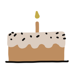 Drawing of a cake with a candle in the center