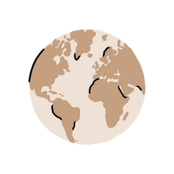 Drawing of the earth in light pink and brown
