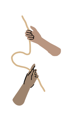Drawing of two hands holding a rope